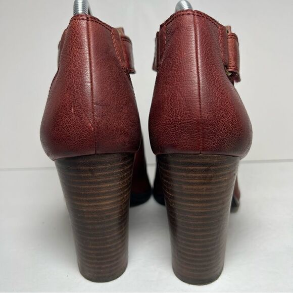 Lucky Brand Laciann Leather Open Toe Burgandy Booties Womens 9.5 - Picture 4 of 11